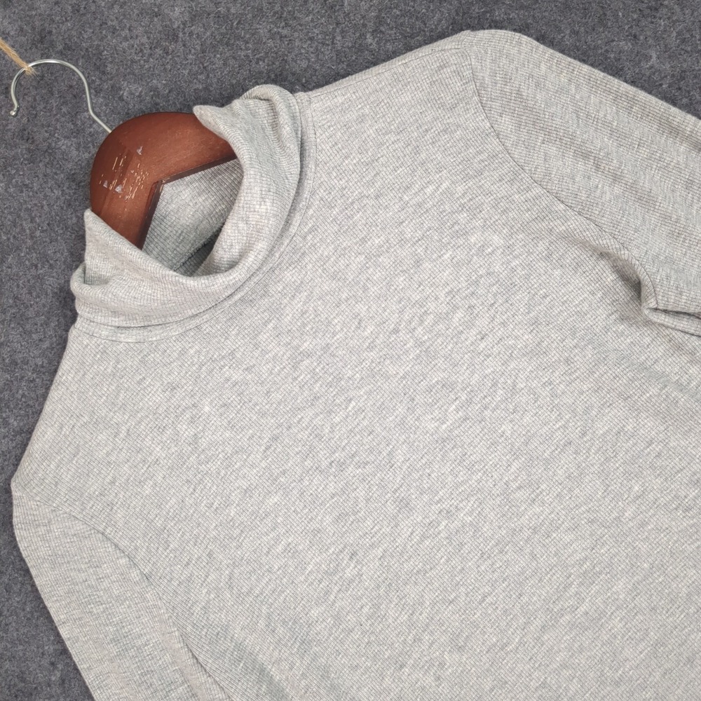 GAP Rib Turtleneck Sweater Heather Gray Long Sleeve Curved Hem Size M